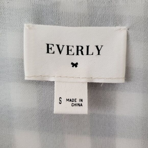 *Everly Black/White Check off Shoulder Top Sz.S - Picture 6 of 9